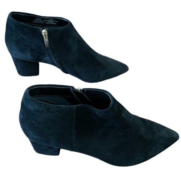 Steven by Steve Madden Bergen Black Suede Block Chunky Heel Booties Size 9.5 - Picture 3 of 9